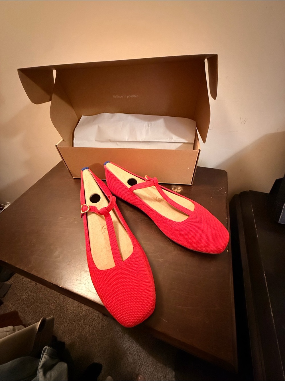 Rothy’s Red T- Strap Mary Jane Flats